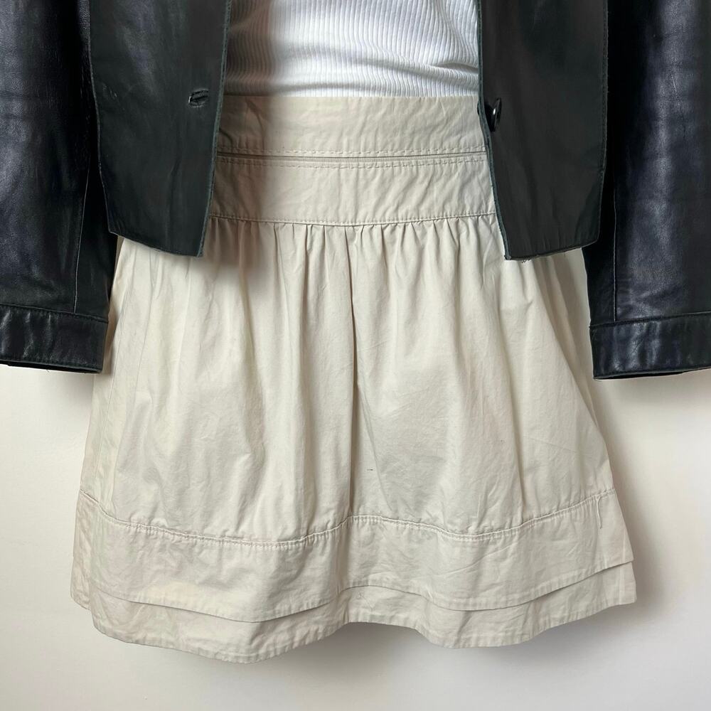 American Eagle Khaki Cotton Ruched A-Line Mini Skirt Size 2